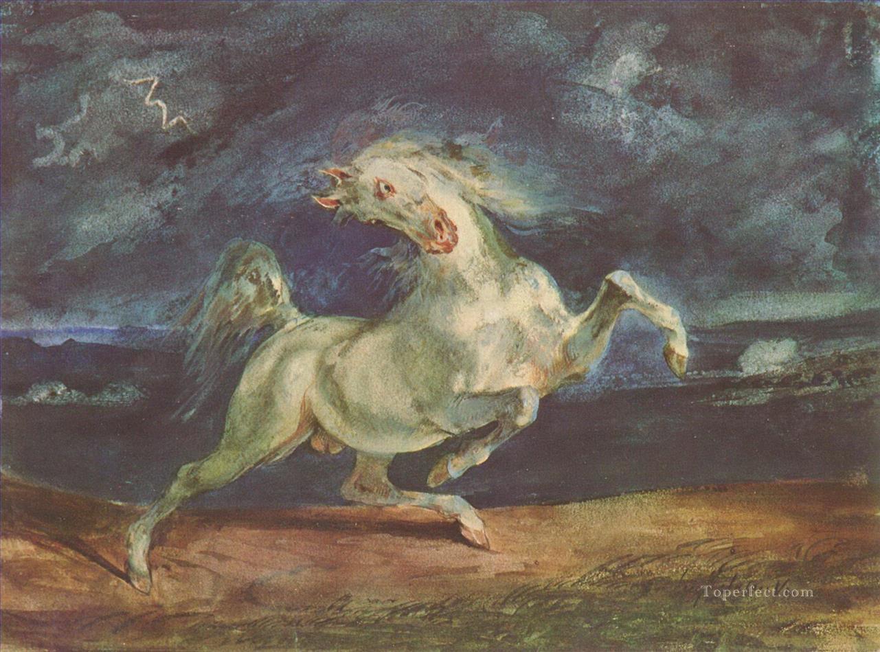 Eugene Delacroix Pferd erschreckt von einem Sturm 1824 1 Ölgemälde